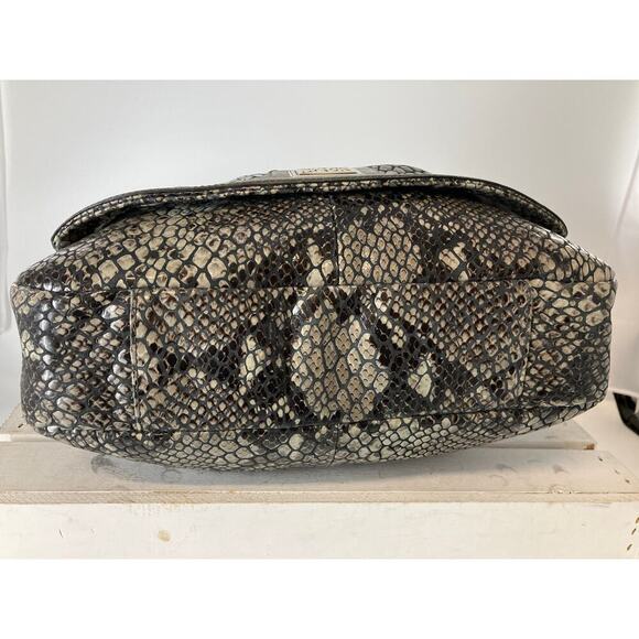 BRIGHTON, LARGE METALIC ANIMAL PRINT SHOULDER BAG WITH CHARM - Picture 7 of 16